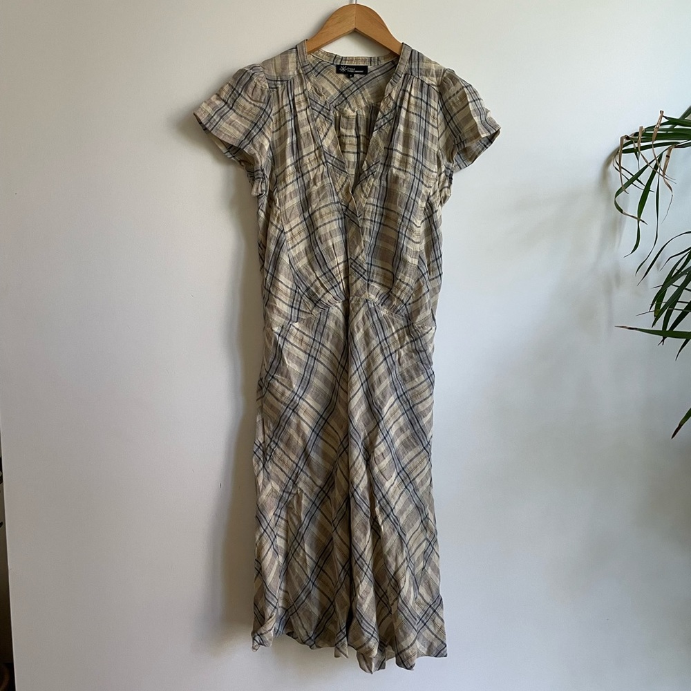 Isabel Marant Etoile Almeya Midi Dress in Linen Plaid - Size 2